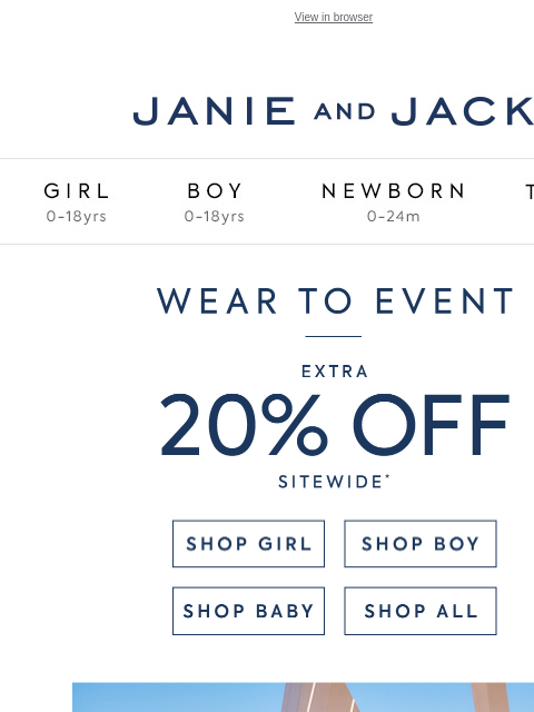 Stars, stripes and an extra 20% off sitewide. View in browser Stores Janie and Jack Girl Boy Newborn Tween Janie and Jack Girl Boy Newborn Tween Girl Boy Newborn Girl Newborn Boy Accessories Sale Gift