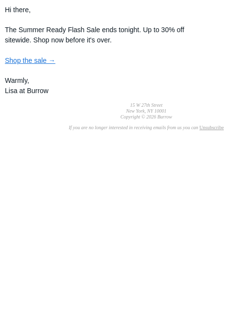 burrow newsletter: Last day. Up to 30% off ends tonight.
