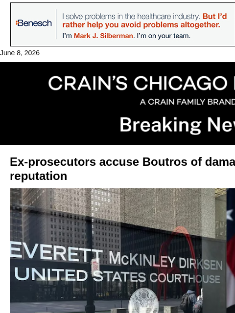crainalerts newsletter: Ex-prosecutors call out Boutros for 'failure of le...