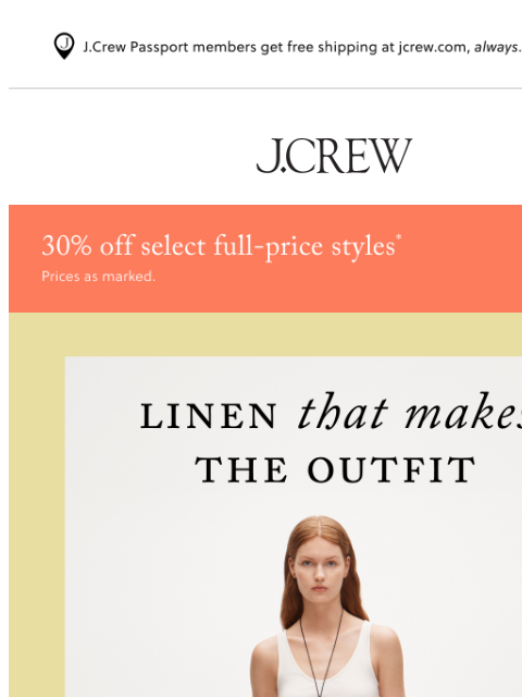 jcrew newsletter: All-new ways to wear linen