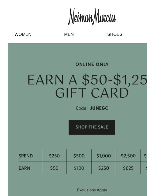 neimanmarcus newsletter: LAST CHANCE: Claim your $50-$1,250 gift card