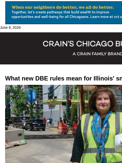 crainalerts newsletter: What new DBE rules mean for Illinois' smaller cont...