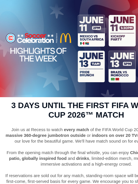 chicagofirefc newsletter: 3 Days Until The First FIFA World Cup 2026™ Match