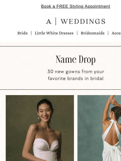 anthropologie newsletter: NEW Watters, Jenny Yoo, Divine Atelier & more