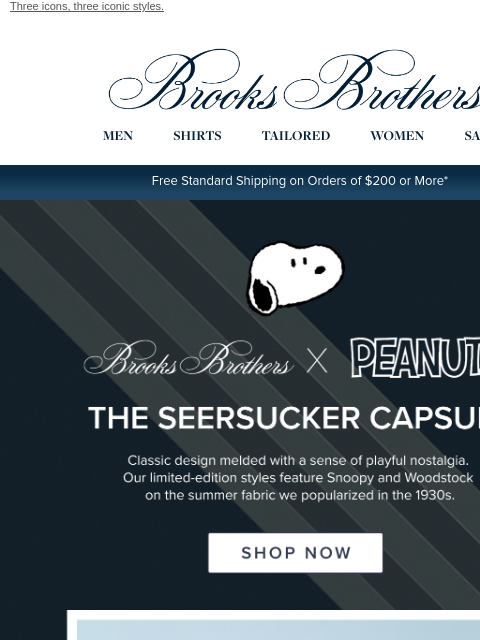brooksbrothers newsletter: New: Seersucker, Snoopy & Woodstock