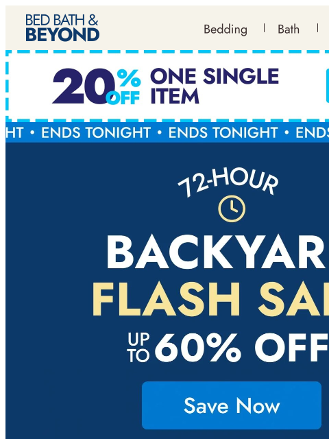 bedbathandbeyond newsletter: Shade, seating, savings—Ends tonight! 