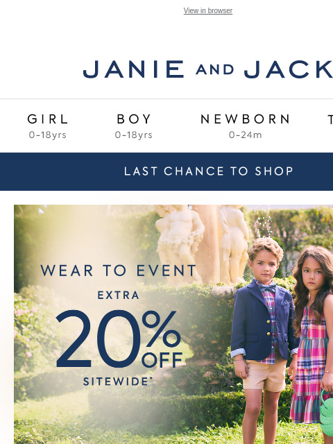 Consider this your final outfit check. View in browser Stores Janie and Jack Girl Boy Newborn Tween Janie and Jack Girl Boy Newborn Tween We Think You'll Love These Striped Bow Romper Recycled