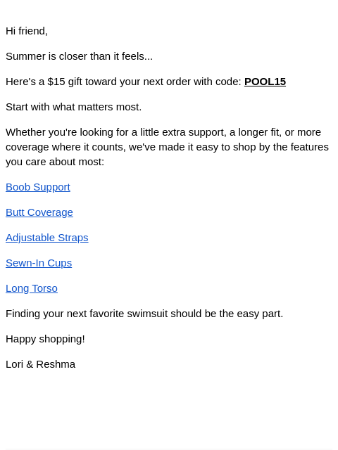 summersalt newsletter: One less thing to figure out