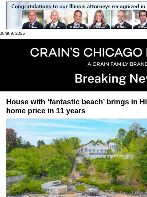 crainalerts newsletter: Highland Park home sells for highest price in 11 y...