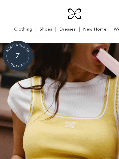 anthropologie newsletter: the maeve logo tank comes in 7 colors btw.