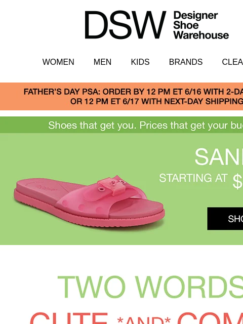 dsw newsletter: Cute, comfy sandals starting at $39.99