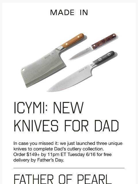 madeincookware newsletter: New Specialty Knife Collection