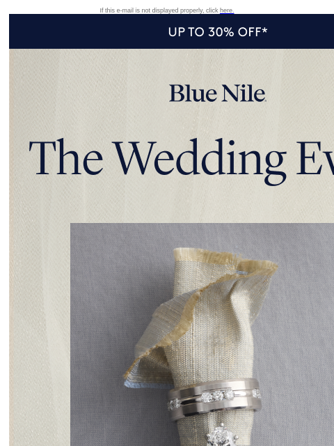 bluenile newsletter: Save Up to 30% Off* Select Men’s Wedding Rings