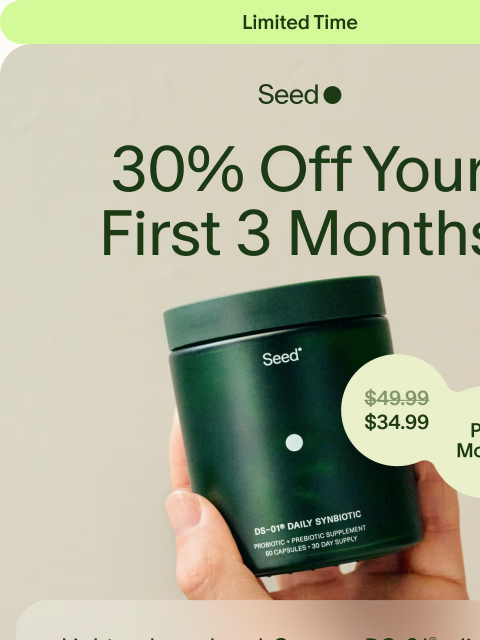 seed newsletter: $45 off to transform your gut.