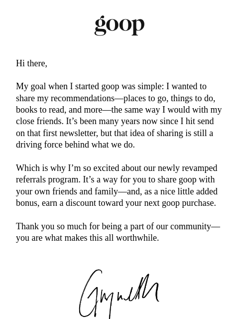 goop newsletter: love goop? pass it on