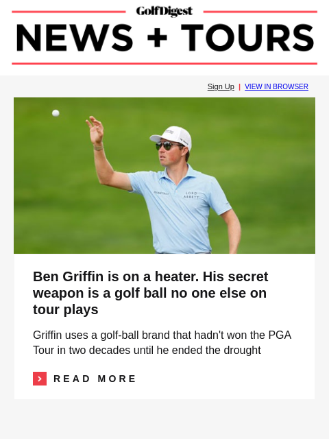 (More) wet weather forecasted for an already soggy Oakmont GolfDigest Sign Up | VIEW IN BROWSER Image Ben Griffin is on a heater. His secret weapon is a golf ball no one else on tour plays Griffin uses
