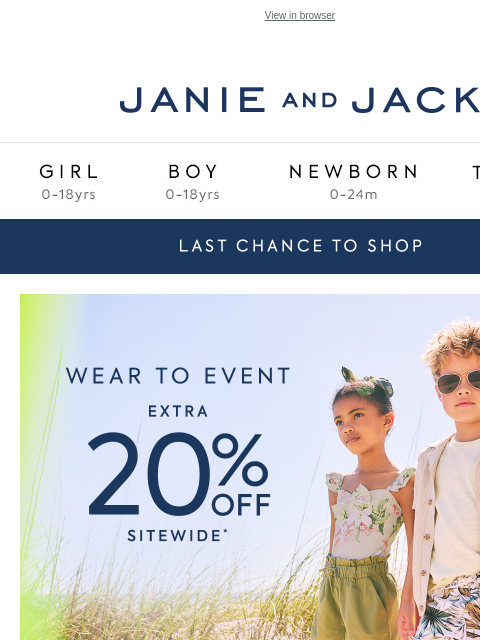 The only question left—wear to? View in browser Stores Janie and Jack Girl Boy Newborn Tween Janie and Jack Girl Boy Newborn Tween We Think You'll Love These Girl Boy Newborn Girl Newborn Boy