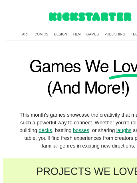 kickstarter newsletter: Gather your party