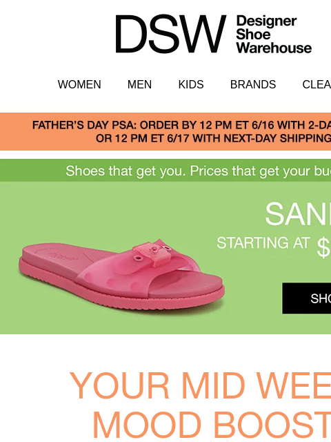 dsw newsletter: Sandals you *need* from $39.99