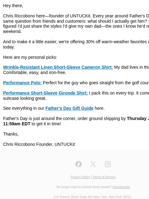 untuckit newsletter: The Iconics That Every Dad Needs | From $49