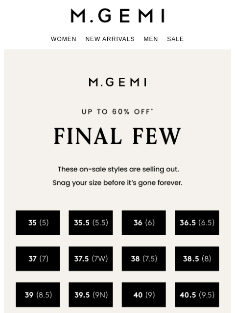mgemi newsletter: Last Chance For These Sale Styles!