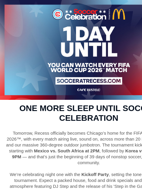 chicagofirefc newsletter: One More Sleep Until Soccer Celebration!