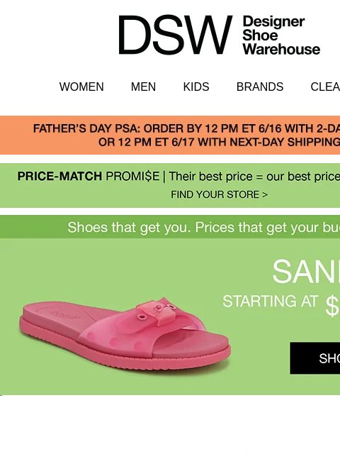 dsw newsletter: Stylish sandals starting at $39.99