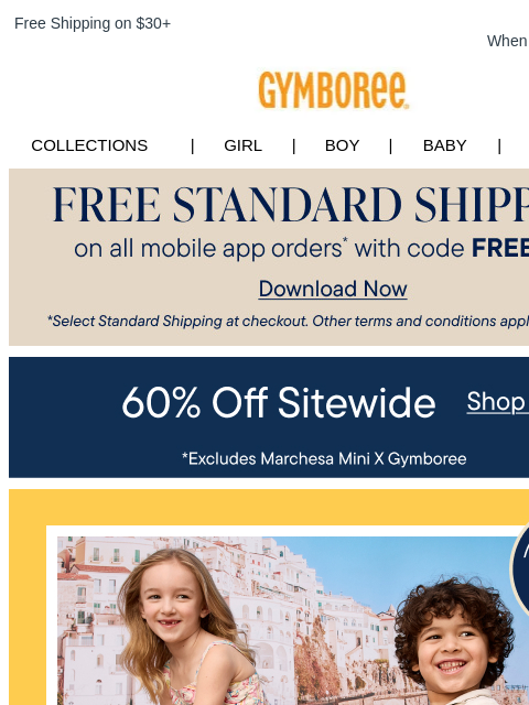 gymboree newsletter: Just In: 60% Off Sitewide + Getaway-Ready Looks