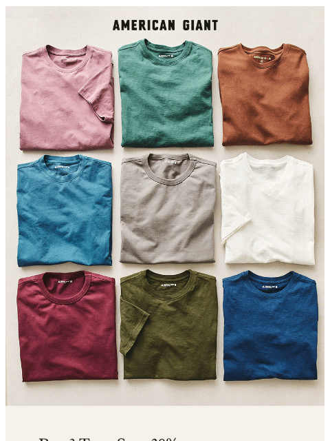 american-giant newsletter: Three Tee Bundles, 20% Off