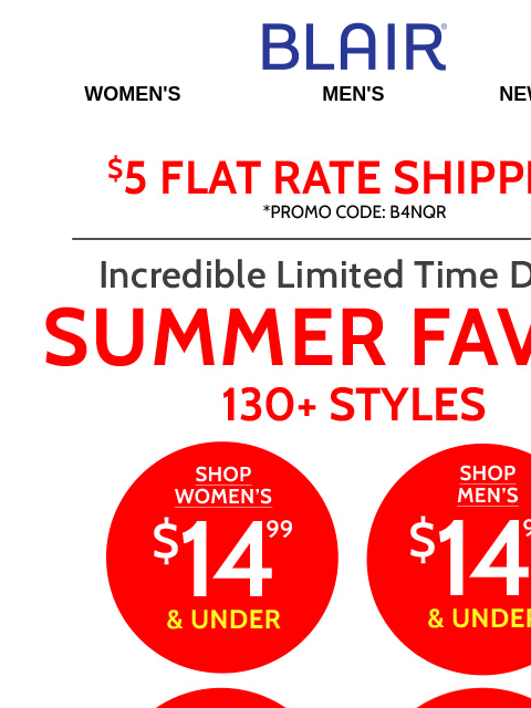 Snag JB & JBFlex Shorts + Linen Pants, Shirts & Shorts for a Steal! ~ Plus, 130+ Incredible Deals on Summer Faves! Blair Women's Men's New Arrivals $5 FLAT RATE SHIPPING! Promo Code