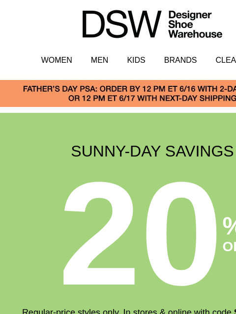 dsw newsletter: Inside: you have 20% off