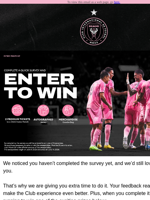 intermiamicf newsletter: Hey! Quick reminder: You can still win.