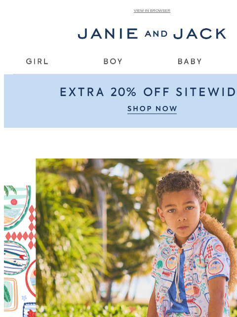 janieandjack newsletter: Up to 60% off sale + extra 20% off sitewide