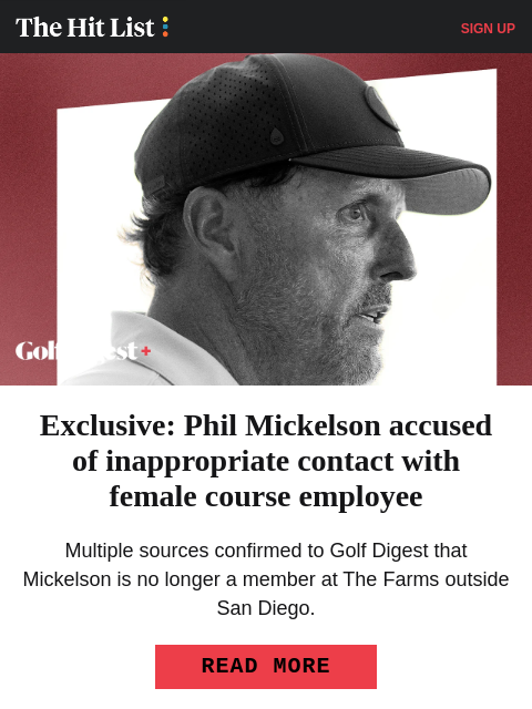 golfdigest newsletter: EXCLUSIVE: Mickelson accused of inappropriate cont...