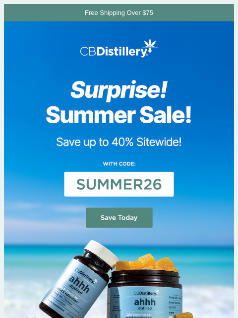 thecbdistillery newsletter: Surprise! It's a Sitewide Summer Sale!