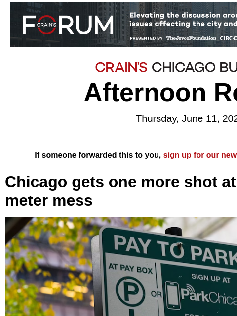 crainalerts newsletter: Can Chicago fix its parking meter mess?
