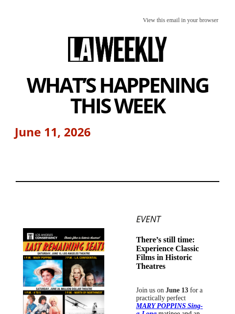laweekly newsletter: What's Happening in LA This Week + OUTLOUD Lights ...