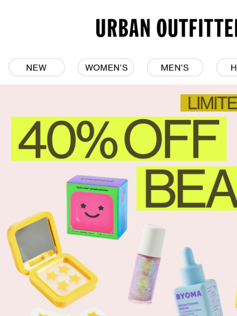 urbanoutfitters newsletter: 💄 NOW: 40% Off Beauty 💄