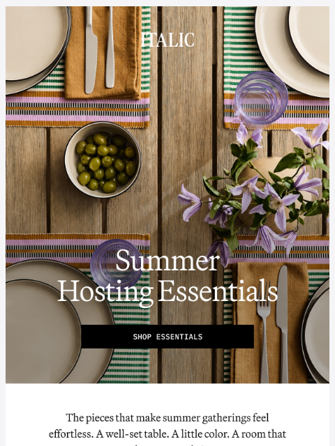 italic newsletter: The Art of Summer Hosting