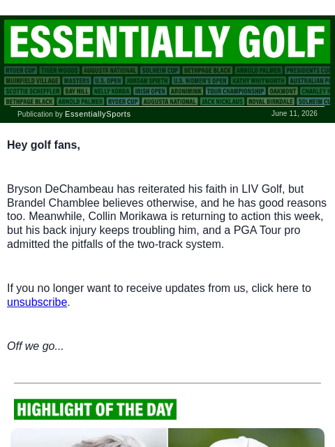 newsbreakexpress newsletter: Bryson Eyeing Quick LIV Golf Exit