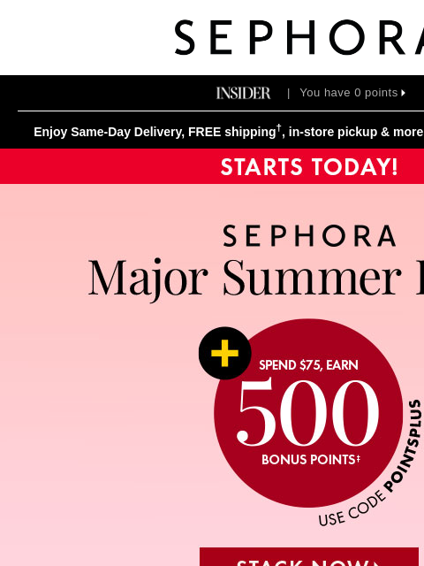sephora newsletter: STARTS TODAY: up to 50% off select beauty 🎀