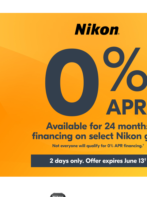 Here's to Dads View as web page Nikon 0% APR Available for 24 months financing on select Nikon gear | Not everyone will qualify for 0% APR financing.† Z6III Body only Z6III 24-70mm Kit Z6III Body