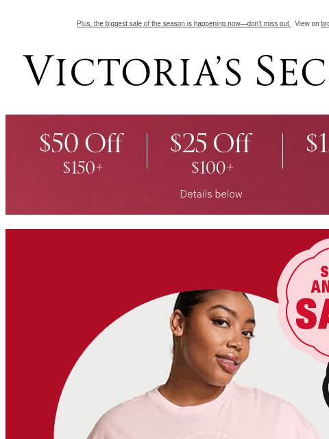 Plus, the biggest sale of the season is happening now—don't miss out View on browser Victoria's Secret Display images to show real-time content Display images to show real-time content Display