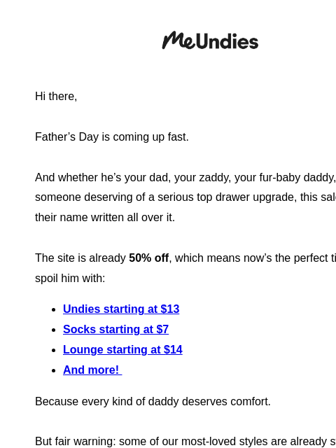 meundies newsletter: THE DADDY SALE IS HERE