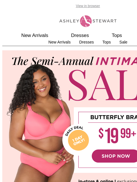 ashleystewart newsletter: $19.99+ Butterfly Bras🦋 TODAY ONLY In-store & Onl...