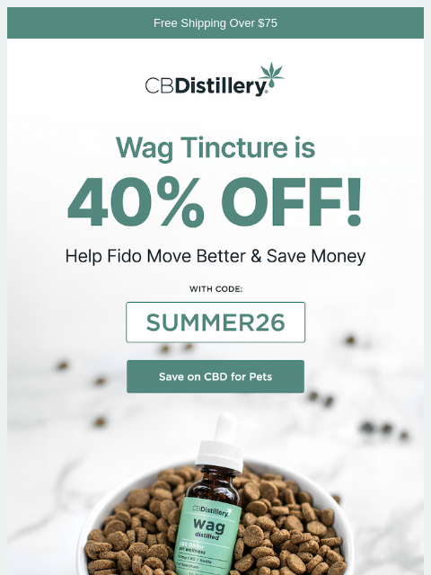 thecbdistillery newsletter: Help Fido Move Better - and Save 40%!