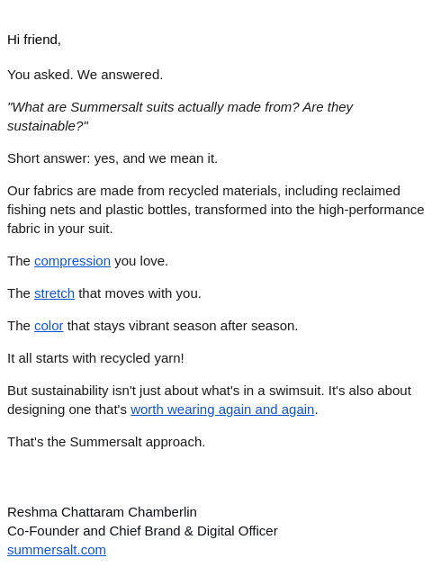 summersalt newsletter: More than just a swimsuit