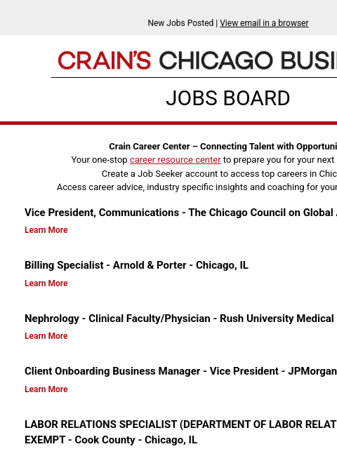 crainpartners newsletter: New jobs posted: Vice President, Communications - ...