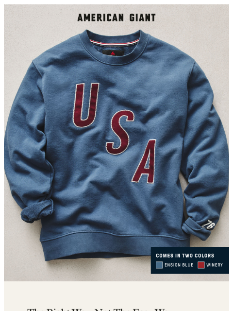 american-giant newsletter: Limited: the USA Crew