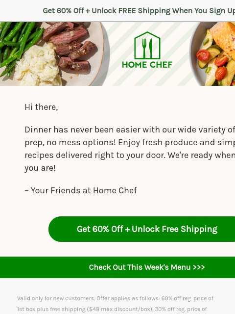 homechef newsletter: Order Home Chef now, coast through next week